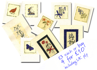 hand painted cards on recycled paper